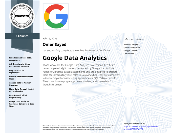 Google Data Analytics Professional Certificate