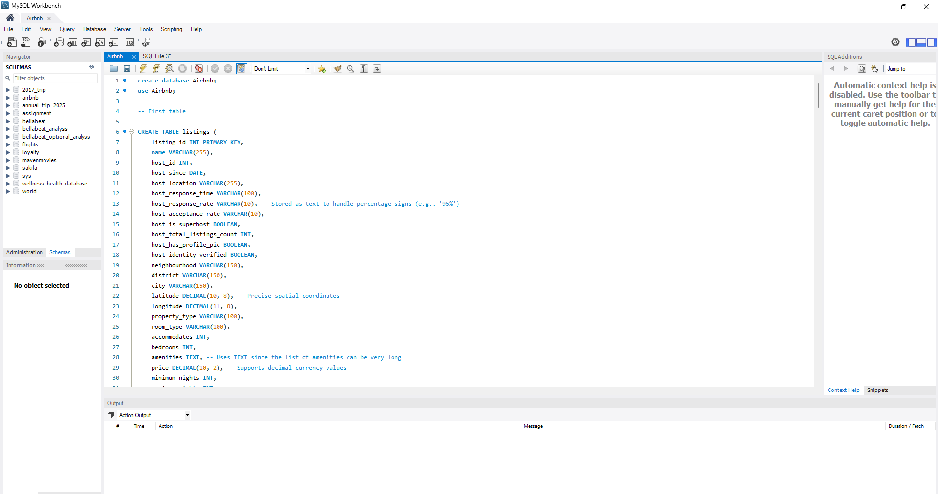 MySQL data cleaning script for Airbnb listings